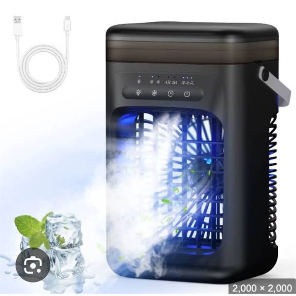 Portable Air Conditioner Cooling Fan, Quiet with 3 Speeds & 2 Mist,1000ml Evaporative Personal Air C