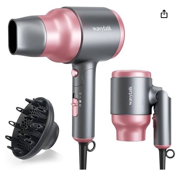 Wavytalk QL-5950 Professional Folding Hair Dryer, 1600W, Rose Pink