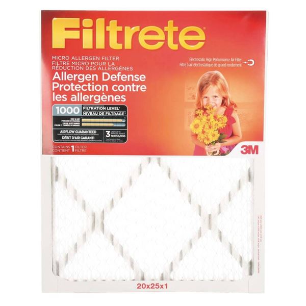 3M Filtrete Micro Allergen Defense Filter, 20x25x1, 2 Pack