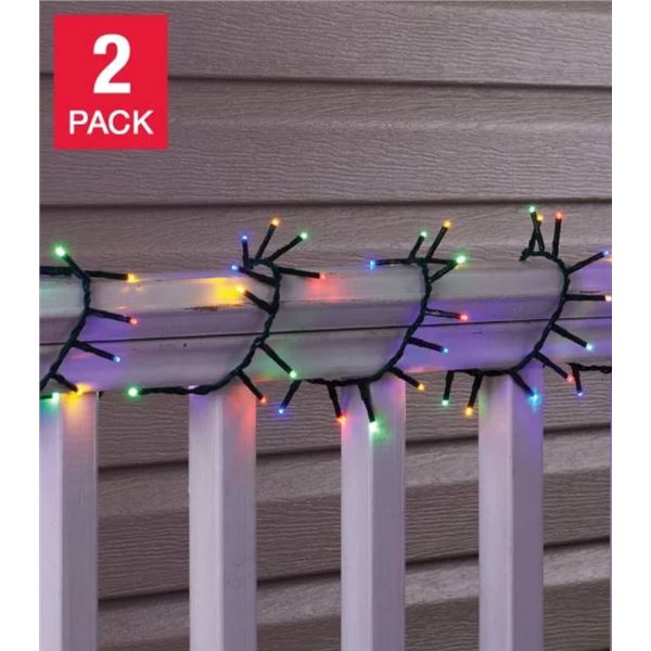 Lot of 2 Sylvania 2 x 400 light Micro Led Christmas Lights 8-Function Multicolor