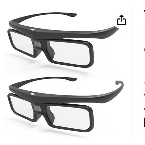 Valerion DLP Link 3D Glasses, Rechargeable Active Shutter Eyewear compatiable with VisionMaster Max/