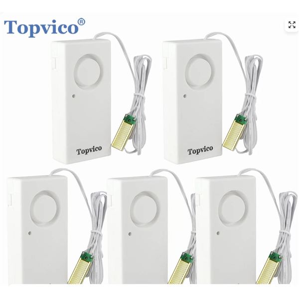 Topvico 5pcs Water Leakage Sensor Detector / Water Leak Alarm Flood Detection / 120dB Alert Wireless