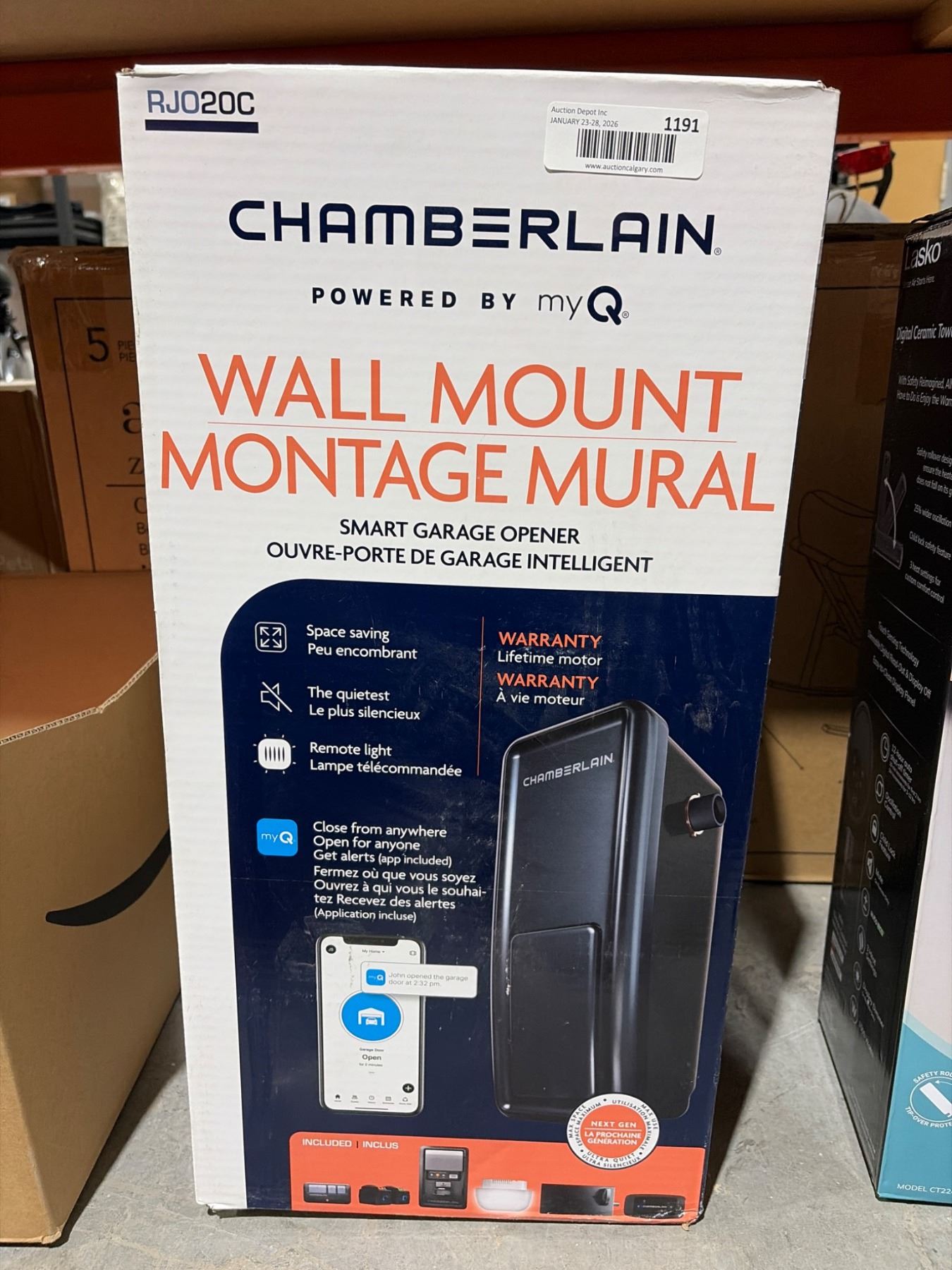 Chamberlain wall-mounted garage door opener with myQ and Security+2.0 ...