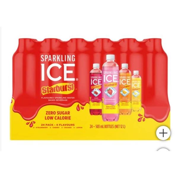 Sparkling Ice Starburst Flavored Water Variety Pack, 24 Bottles, 503 mL Each