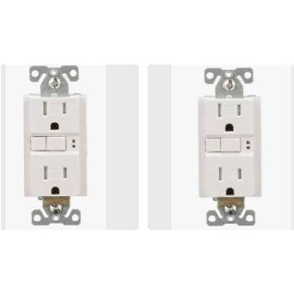 2 Eaton GFCI Receptacles SGF15 Self-Test White