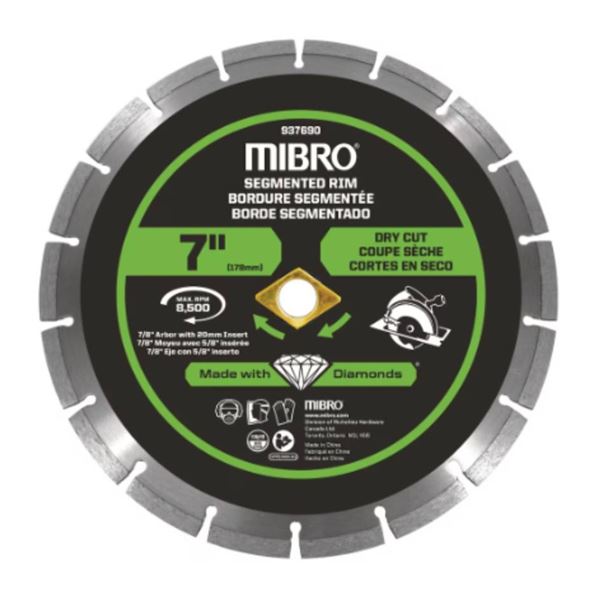 Mibro 7-Inch Segmented Rim Diamond Blade for Dry Cutting 897080L