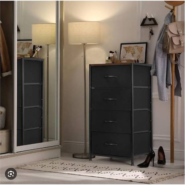 LiAntral Dresser for Closets and Entryways, Black with woodgrain top