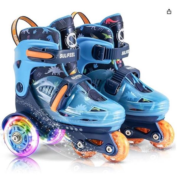 Sulifeel SF-9003 Dinosaur XS Toddler Roller Skates, Blue