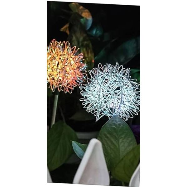 Lot of 9 – Solar Dandelion Stake Light Set with Metal Stakes and LED Light