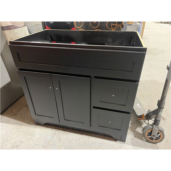Black Kitchen Cabinet Base Unit with Two Drawers and Three Doors 36x22x33″T