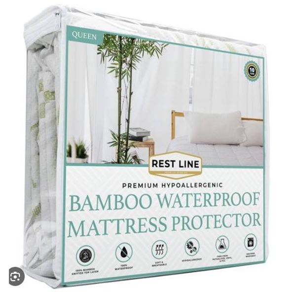 Rest Line Bamboo Waterproof Mattress Protector, Queen Size