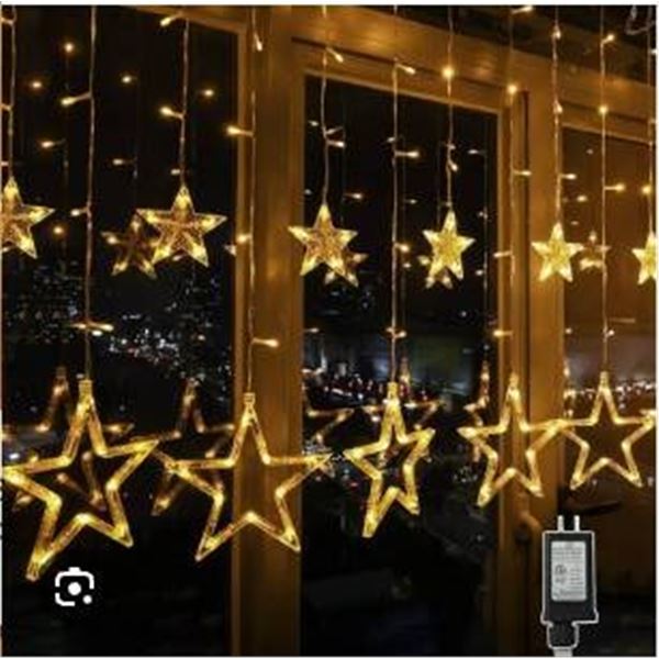 LOT OF 2 – 10 LED Star Curtain Lights, Warm White, Model SW-LSL-2.7-150