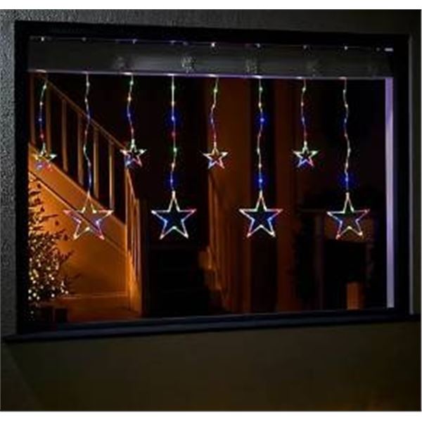 LOT OF 2 – LED Star Curtain Lights RGB With 10-Star Design and Timing Function