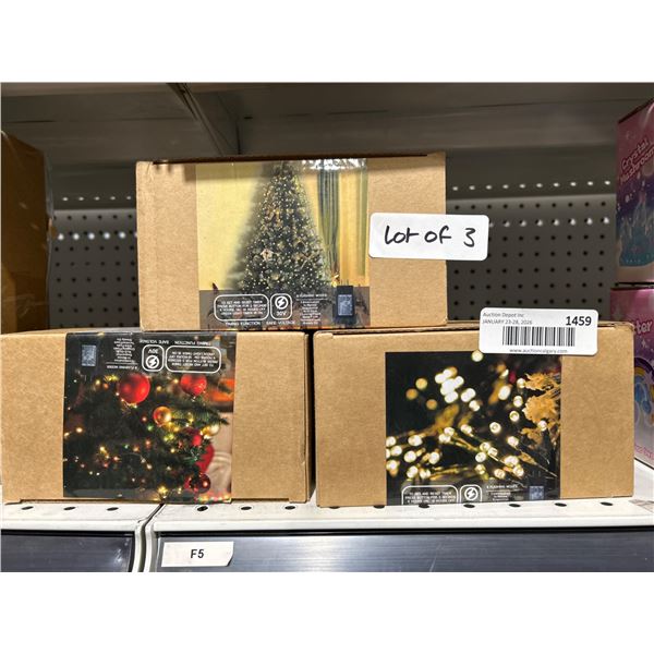 Lot of 3 Assorted  Multi-Colored Christmas Lights, LED, 200CM, 400L, RGB