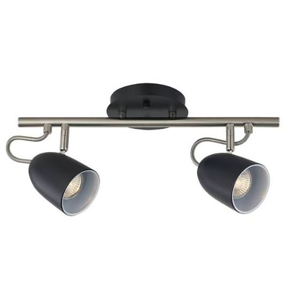 Project Source 2-Head Track Light #0887891 #45055013, Black Finish with Nickel Accents