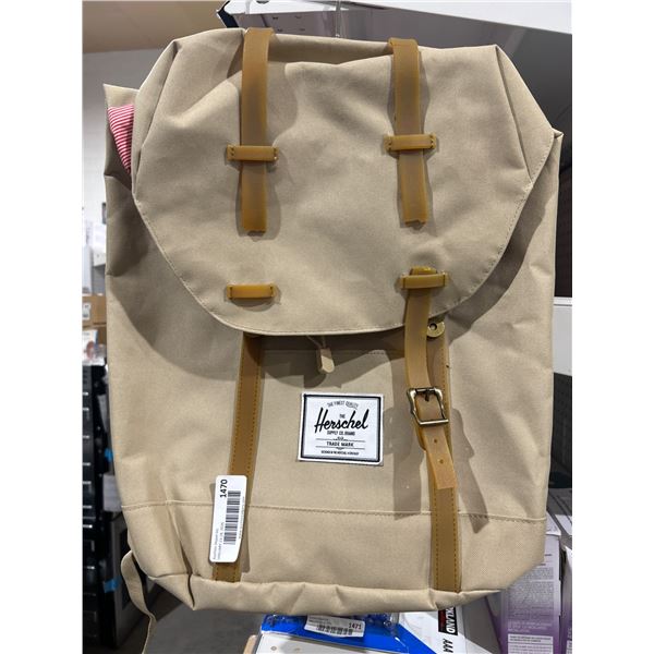 Herschel Khaki/Gum Backpack With Leather Straps, Model 10006-00632-OS