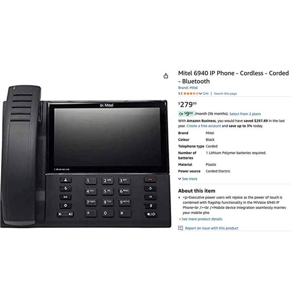 Polycom VVX 601 Business Media Phone With Touchscreen and Handset