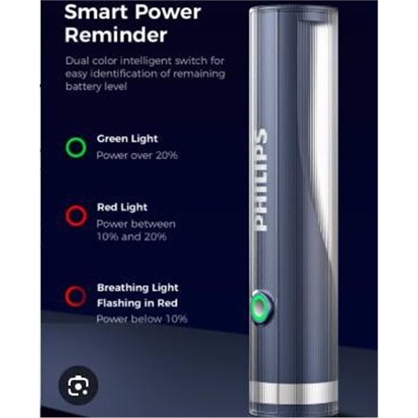 Philips Rechargeable Flashlight_LED Room light with Power Indicator and 4-Hour Runtime