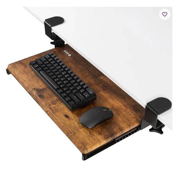 VIVO 33″ Brown Clamp-On Small Keyboard Tray, Model MOUNT-KB05ES-N