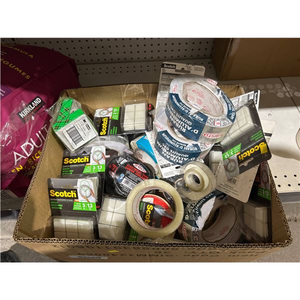 BOX LOT OF ASSORTED Adhesive Tapes Including Scotch and Cantech Products
