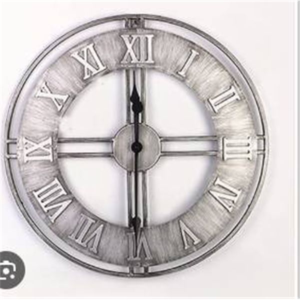 Metal Wall Clock with Roman Numerals and Dual Hands Design