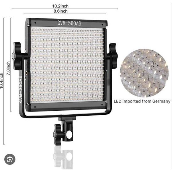 GVM LED Video Light with Adjustable Brightness and Dual Battery Slots