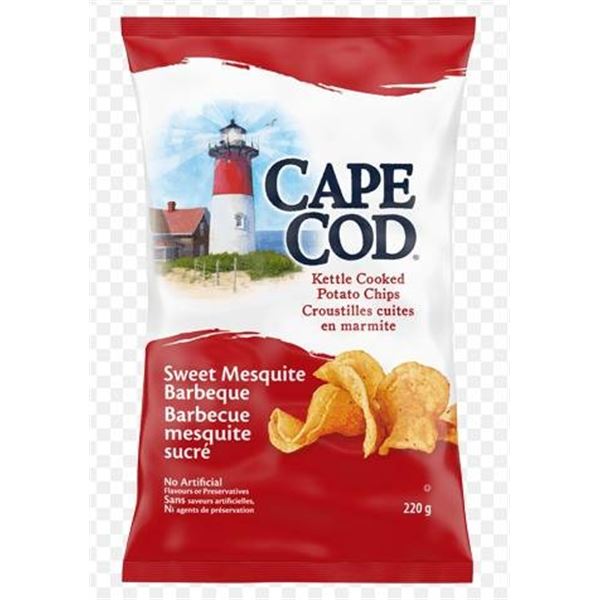 12-Ct Cape Cod Kettle Cooked Potato Chips Mesquite Barbecue 220g