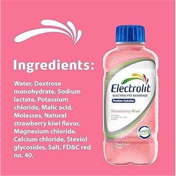 Electrolit Electrolyte Beverage Strawberry-Kiwi 12 x 625ml