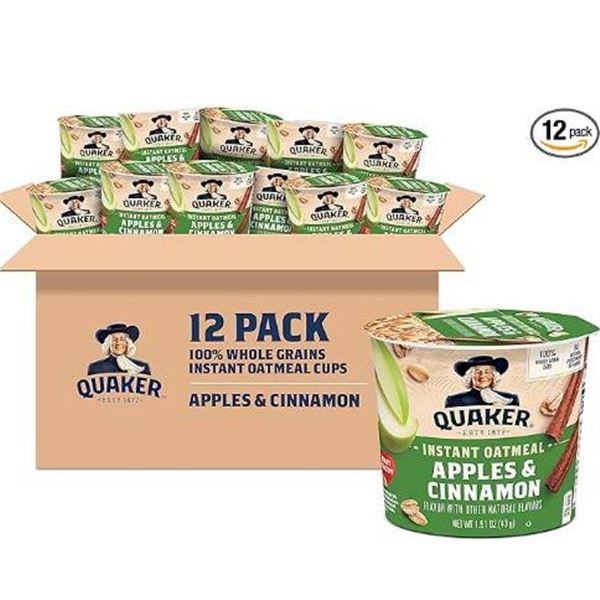 Quaker Apples & Cinnamon Instant Oatmeal 12 x 43g