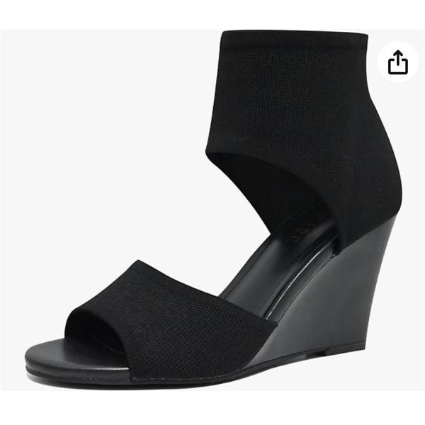 SICARE Wedge Sandals for Women Elastic Knit Peep Toe Heels Sandals Comfortable Slip On Wedges Heels