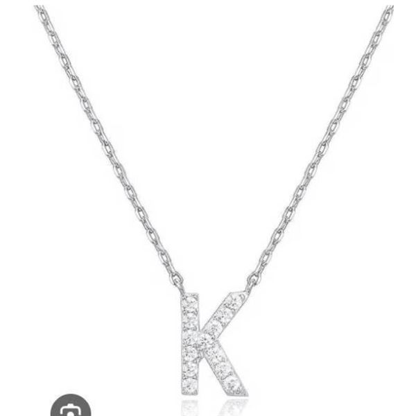 PAVOI 14K White Gold Plated Cubic Zirconia Necklace with ‘K’ Pendant