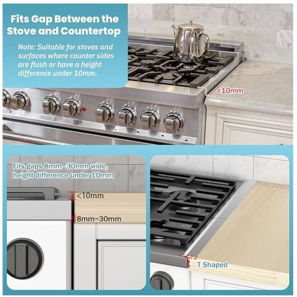 2PCS Kitchen Stove Counter Gap Covers, 316 Stainless Steel Gap Cover, Cooktop Trim Kit, Stove Gap Gu