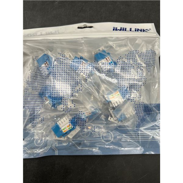 Lot of 2 – Iwillink RJ45 Cat6 Keystone Jack Adapter, Blue (10-Pack)