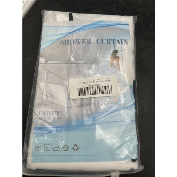 Polyester Shower Curtain with Hooks, 70 x 70 Inches
