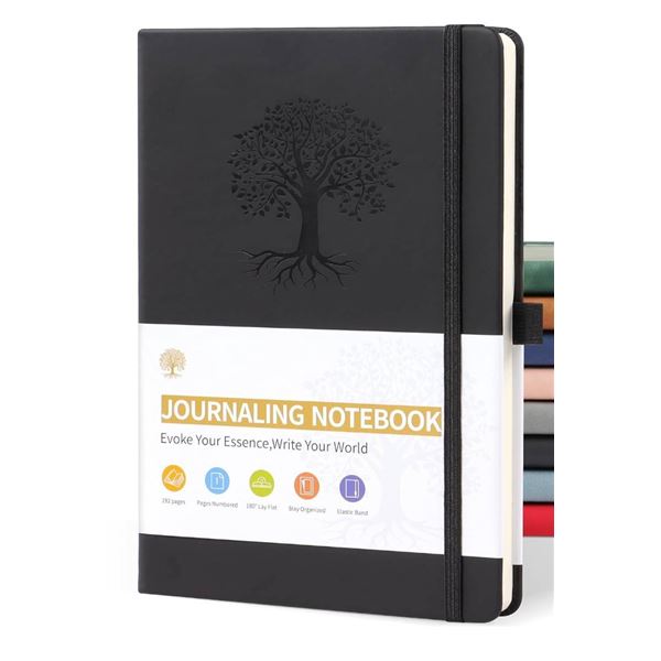 Lot of 2 A5 Journaling Notebooks – Black and Blue, Tree Design
