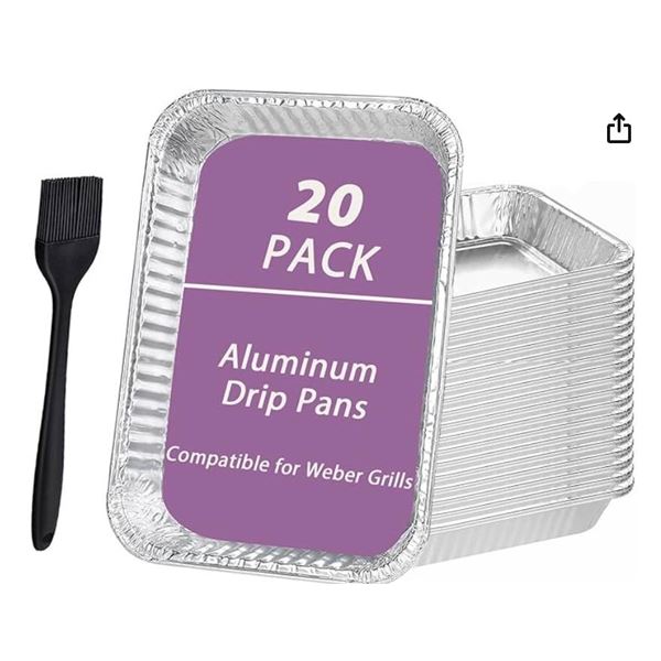 20-Pack Drip Pan Liners with Spatula Accessory for Weber Grills