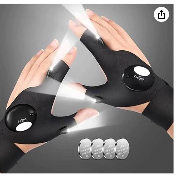 LED Flashlight Gloves with Hands-Free Lighting Function 1 Pair