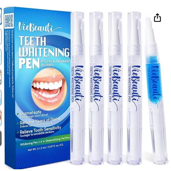 Lot of 2 – VieBeauti Teeth Whitening Pen Gel Kit: Carbamide Peroxide Gel for Stain Removal 