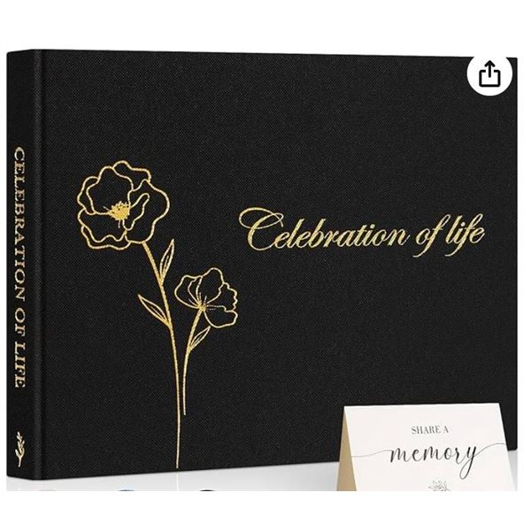 Celebration of Life Funeral Guest Book,  Black