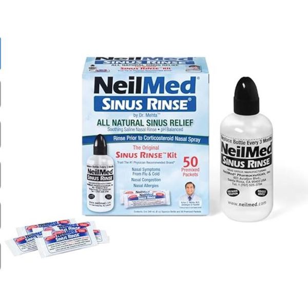 NeilMed Sinus Rinse Kit with 50 Premixed Packets