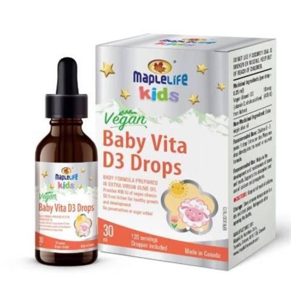 MapleLife Kids Vegan Baby Vita D3 Drops, 30 mL, 400 IU Per Serving
