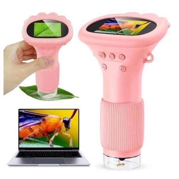 Ashfly Kids Magnifying Glass, Portable Microscopes 2″ HD Screen 1000X Zoom