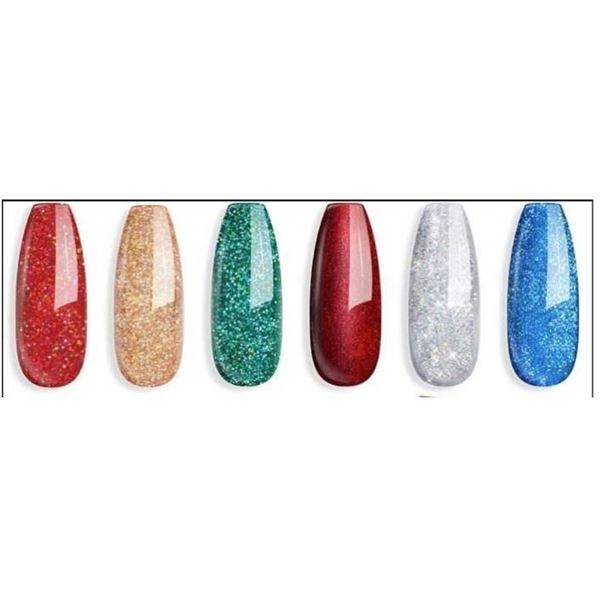 Modelones 6-Color Nail Polish Set with Glitter Finish, 5ml Bottles