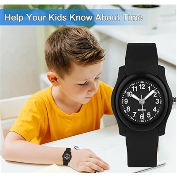 Children’s Analog Wristwatch With Adjustable Black Strap