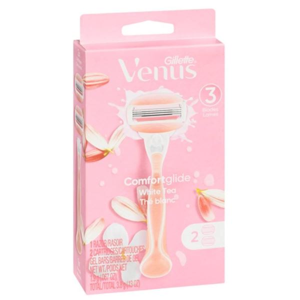 Gillette Venus Comfortglide White Tea Razor with 2 Cartridges