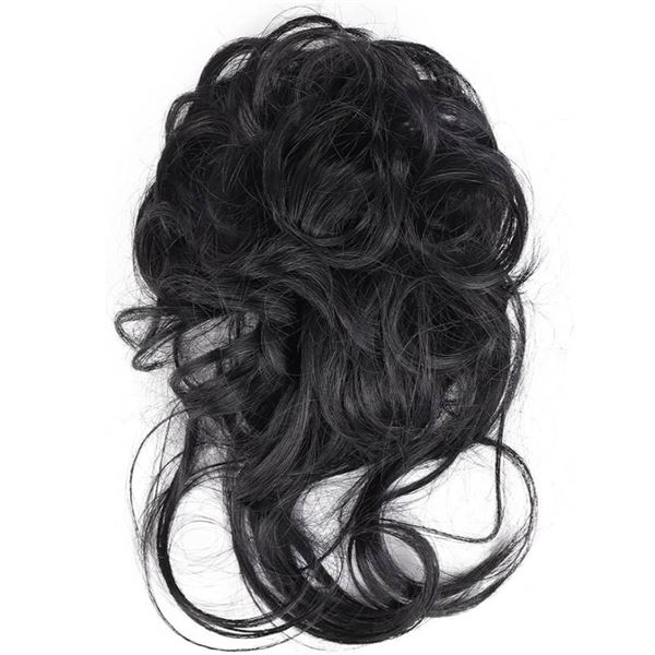 Messy Bun Hair Piece, Updo Super Long Extensions, Women’s Hairpiece, Jet Black