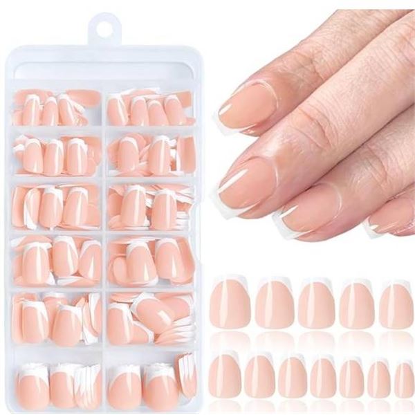 Lifextol 240-Piece French Tip Press-On Nails with Glue and Sticky Tabs