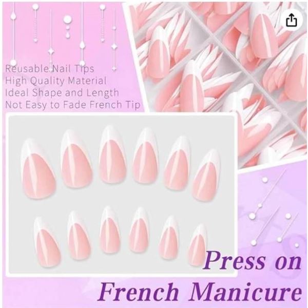 Lifextol 240-Piece French Tip Press-On Nails with Glue and Sticky Tabs
