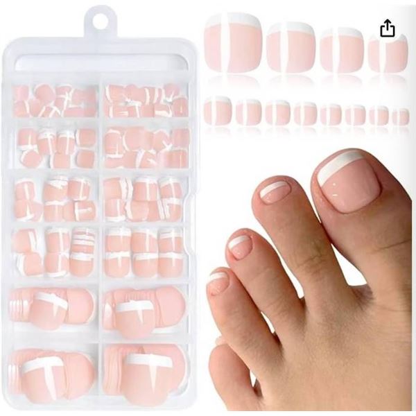 Lifextol 240pc Press-On Toenails for Women and French Tip Nail Set