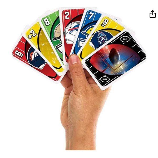 Mattel Games UNO NFL Card Game in Storage Tin Box